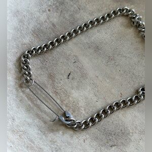 vintage 70s stainless steel hat pin upcycled onto stainless steel chain